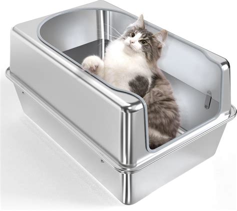 deep stainless steel litter box|stainless steel litter box benefits.